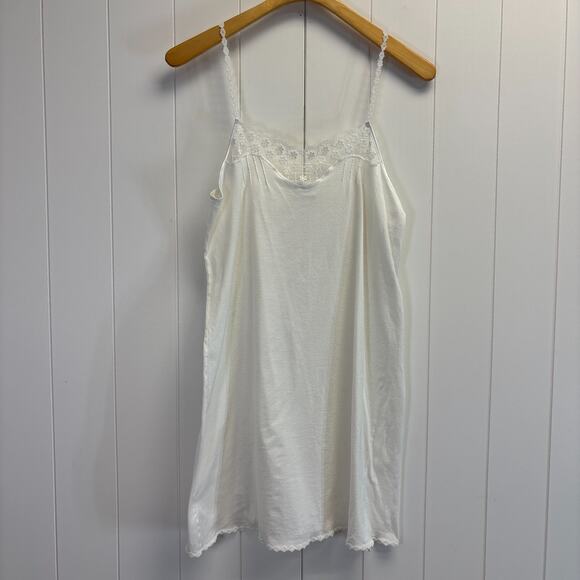 HANRO Of Switzerland Dainty Feminine Cotton Sleep Dress Size M Clean Lines Soft - Picture 1 of 7